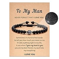 Love Gift for Men, Natural Stone Bracelet Gifts for Boyfriend/Husband from Girlfriend Wife