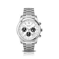 Sekonda Men's Quartz Watch with White Dial Chronograph Display and Silver Stainless Steel Bracelet 3417.71