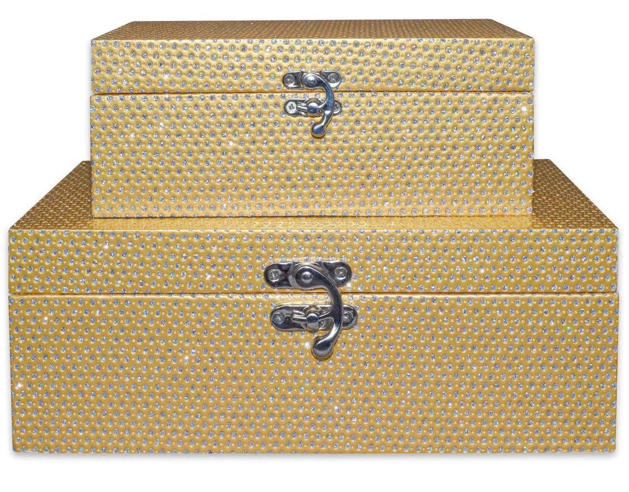 Mua MODE HOME Gold Glitter Leather Decorative Storage Boxes ...