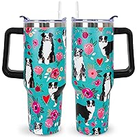 Australian Shepherd Gifts for Women Cute Dog Tumbler Coffee Cup for Women Australian Shepherd Travel Mug 40 OZ Stainless Steel Insulated Water Bottle With Lid and Straw