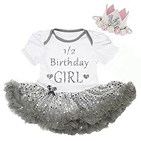 Petitebella 1/2 Birthday Girl Bodysuit Tutu Baby Dress Nb-18m