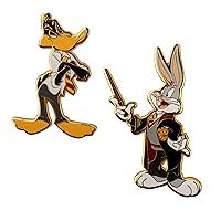 Cinereplicas - Bugs Bunny & Daffy Duck in Hogwarts Set of 2 Metal Pins ~ 5 cm - Official Licence
