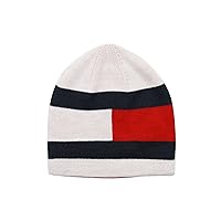 Tommy Hilfiger Girls Beanie, White Flag Reversible, One Size