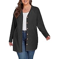 OLRIK Plus Size Cardigan for Women Long Sleeve Open Front Lightweight Cardigans Button Down Sweaters