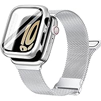 Ocaer Compatible with Apple Watch Strap 40 mm with Case, Metal Magnetic iWatch Bracelet with Screen Protector for 40 mm Bracelet Apple Watch SE Series 6 5 4, Stainless Steel Mesh Loop (Silver, 40 mm)
