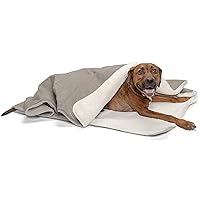 Furhaven Waterproof & Self-Warming Throw Blanket for Dogs & Indoor Cats, Washable & Reflects Body Heat - Terry & Sherpa Dog Blanket - Dove, Large