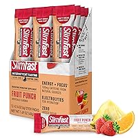 Hydration Packets, SlimFast Intermittent Fasting Electrolytes, Energy Powder Drink Mix, Caffeine from Natural Sources- Fruit Punch (12 Count)