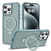 Compatible with iPhone 15 Pro Max Case with Invisible Magnetic O-Ring Stand Military-Grade Translucent Case for iPhone 15 ProMax 6.7
