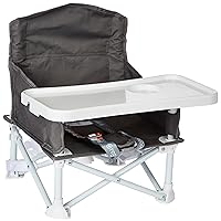 My Chair 2-in-1 Portable Travel Booster Seat & Activity Chair, Bonus Kit Includes, Oversized Removable Tray with Cup Holder, Gray