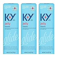 K-Y Jelly Lube, Personal Lubricant, New Water-Based Formula, Safe for Anal Sex, Safe to Use with Latex Condoms, for Men, Women and Couples, Body Friendly 2 FL OZ (Pack of 3)