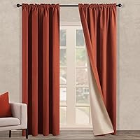 Topfinel Rust Colored 100% Blackout Curtain Panels for Bedroom,Faux Linen Terracotta Burnt Orange Farmhouse Room Darkening Curtains 84 inch Long Living Room 2 Panels,84 Inches Length Home Decor