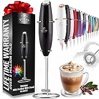 Zulay FrothMate Powerful Milk Frother Handheld - Drink Mixer for Coffee, Lattes, Cappuccinos, Matcha - Mini Milk Frother and Foamer Whisk - Electric Frother Battery Operated - Metallic Black
