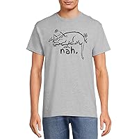 Humor Men's Short-Sleeve Nah. Funny Cat Graphic T-Shirt (Grey)