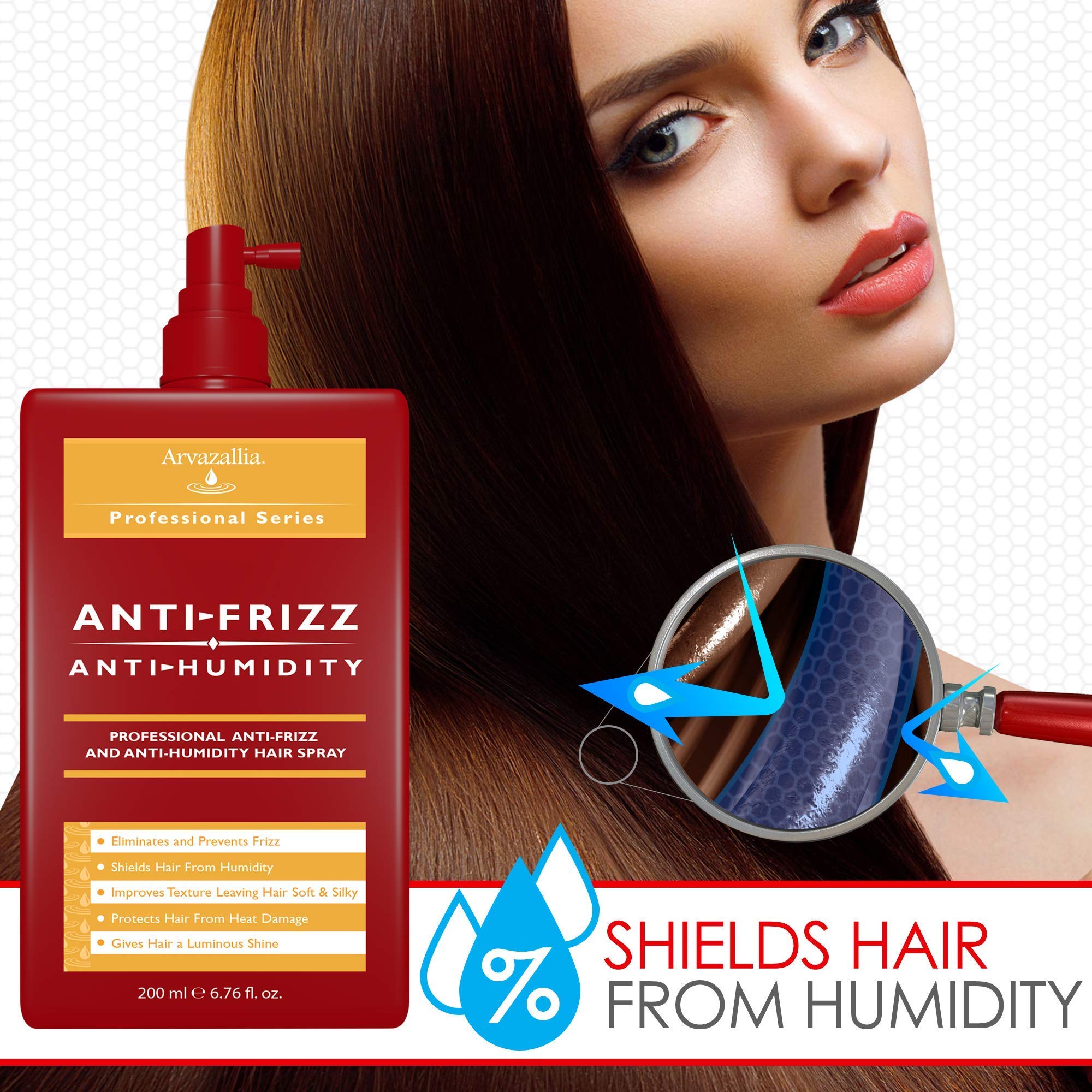 Premium Argan Oil Hair Treatment and Anti-Frizz & Anti-Humidity Hair Spray Bundle - For Gorgeous Soft, Silky, Shiny Hair that Lasts by Arvazallia