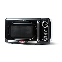 Retro Compact Countertop Microwave Oven - 0.7 Cu. Ft. - 700-Watts with LED Digital Display - Child Lock - Easy Clean Interior - Black
