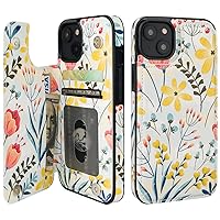 HAOPINSH for iPhone 13 Case Wallet with Card Holder, Floral Flower Pattern Back Flip Folio PU Leather Kickstand Card Slots Case for Women Girls, Double Magnetic Clasp Shockproof Cover 6.1