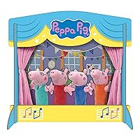 TCG Toys Peppa Pig - Hand Puppet Theater with 4 Puppets - Includes 4 Puppet Figures Including Peppa, George, Mummy Pig, and Daddy Pig. Great Birthday Gift for Kids, Girls, and Boys