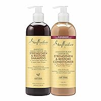 SheaMoisture Strengthen & Restore Shampoo and Conditioner Bundle Jamaican Black Castor Oil 2 Pack to Cleanse & Nourish Dry, Damaged Hair, 24 oz