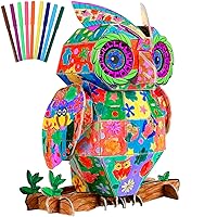 3D Coloring Puzzles for Kids Creative Owl Crafts Arts Set for Kids Ages 8-12 DIY Painting Puzzles with 10 Colouring Pens Fun Toy Gifts Wall Hang Decoration for Girls Boys Age 6 7 8 9 10 11 12