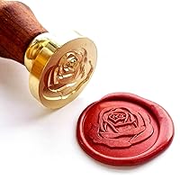 Elegant Rose Wax Seal Stamp with Rosewood Handle, Decorating on Invitation Envelope Sealer Letter Poster Card Snail Mail Gift Packing for Birthday Themed Party Wedding Signature
