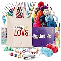 Hearth & Harbor Crochet Kit for Beginners Adults, Crochet Kits for Beginner, Learn to Crochet Set, Crocheting Kit, 1500 Yards Crochet Yarn, Crochet Hook Set, Crochet Accessories and Supplies