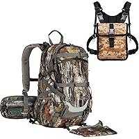 NEW VIEW 35L Camo Hunting Backpack for Bow Rifle Gun & Camo Binocular Harness Chest Pack for Bird Watching Hunting Hiking Shooting