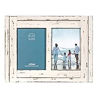 PRINZ Homestead 5-Inch by 7-Inch Distressed Wood Collage Picture Frame for Two Photos, White