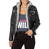 YMI Women's Junior Full Length Puffer Jacket with Detachable Sherpa Hood