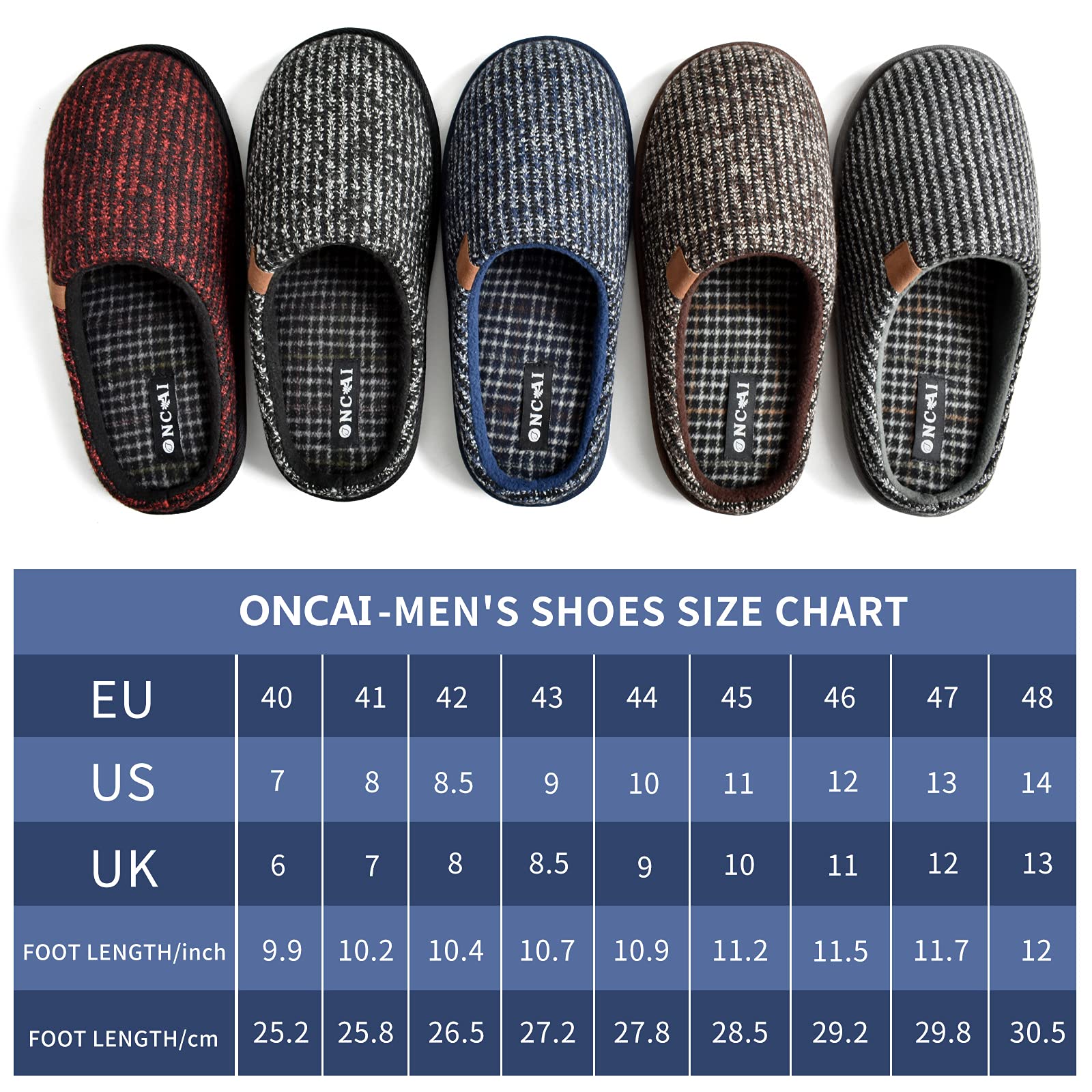 ONCAI Mens Slippers Cozy Memory Foam scuff Slippers Slip On Warm House Shoes Indoor/Outdoor With Best Arch Surpport Size 7-13