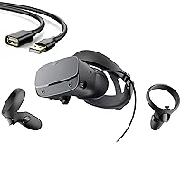 Oculus - Rift S PC-Powered VR Gaming Headset - Black - Touch Controller, 3D Positional Audio, Built-in Room-Scale Insight Tracking, Fit Wheel Adjustable Halo Headband - BROAGE 3FT USB Extension Cable