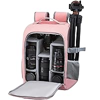 Camera Bag for DSLR/SLR Cameras，Camera Backpack Waterproof for Photographers Pink L
