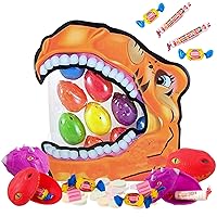 Dino Easter Eggs Plastic Prefilled with Smarties Candy, Individually Wrapped Fruit Flavored Candies, Egg Hunt Party Favor Supplies, 12 Count