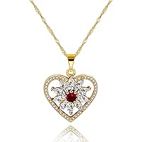 Uloveido Fashion Cubic Zirconia Crystal Heart Pendant Necklace Wedding Gold Plated Y1075