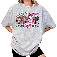 Generic DuminApparel Happy Easter Yall Women and Girl Cute Cow Easter T-Shirt, Farmers Easter Day Premium T-Shirt, Unisex Sized, Comfort Colors Multicolor