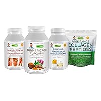 4 Product Joint Support – 120 Capsules each Glucosamine 1500 Chondroitin 1200, Turmeric 400, Calcium Magnesium Intensive Care PLUS Free Range Collagen Peptides. Promotes Healthy Joints.