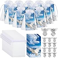 Inbagi 100 Sets Memorial Angel Pins Bulk Funeral Favors Includes 100 Angel Lapel Pin Brooches 100 Peace Dove Poem Cards 100 White Organza Bags Memorial Gifts Charms Presents for Guests Family Loss