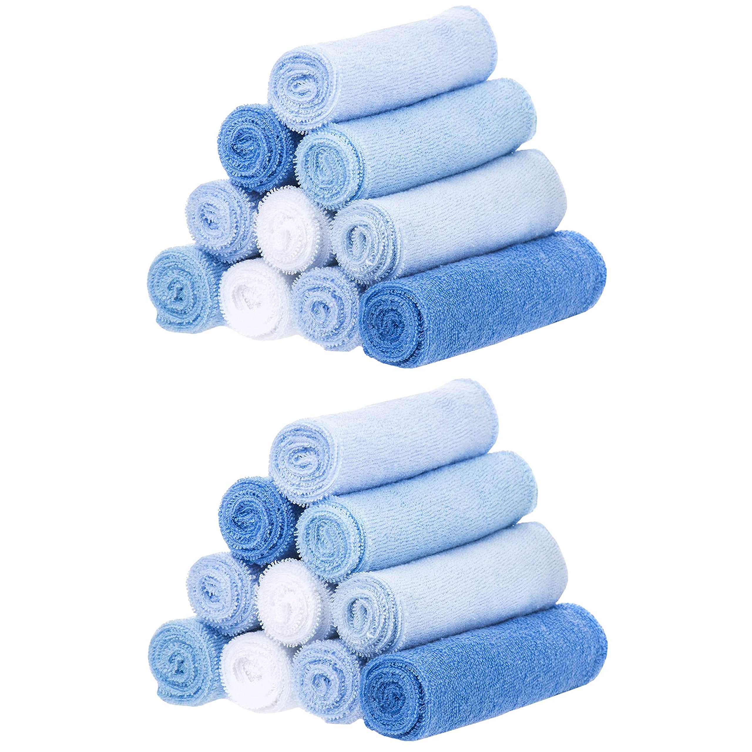 Spasilk Washcloth Wipes Set for Newborn Boys and Girls, Soft Terry Washcloth Set, Pack of 20, Blue
