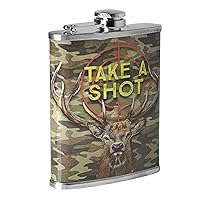 American Art Decor 8oz Liquor Flask - Stainless-Steel Leak-Proof Hip Flask for Whiskey, Vodka & Tequilla - Funny Pocket Flasks for Bachelor Party, Wedding, 21st Birthday Gift (Take A Shot)