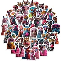 50 PCS Funny Animal Stickers Bubble Blowing Animals for Kids Cute Animal Sticker for Journaling Laptop Water Bottles Suitcase Phone Snowboard Waterproof Vinyl Gifts for Women Girl Teens