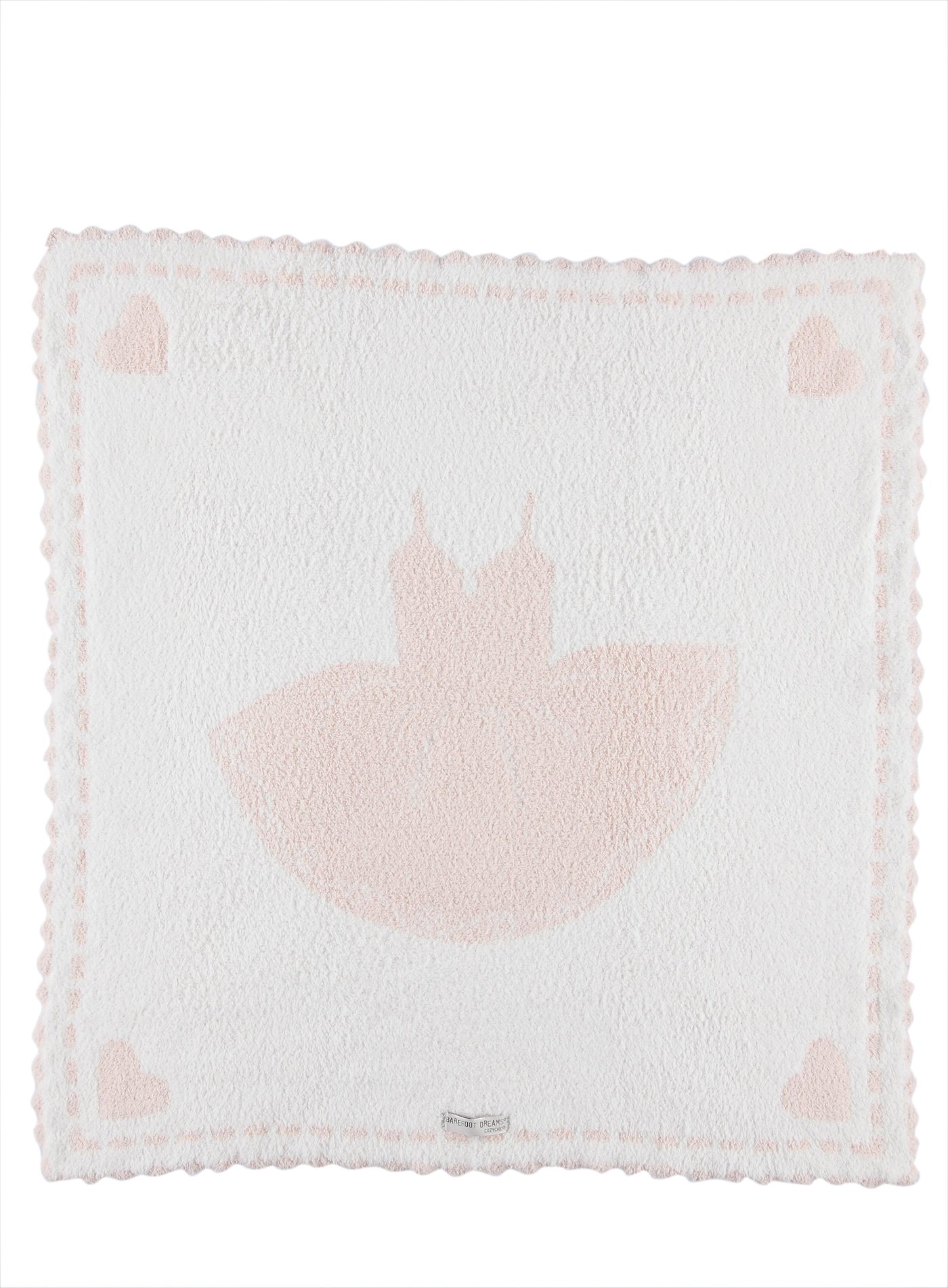 Barefoot Dreams CozyChic Scalloped Receiving Blanket - Pink & Tutu,30