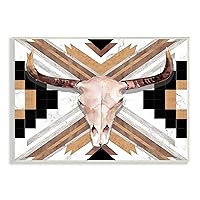 Stupell Industries Southwestern Santa Fe Wild Bull Skull Geometric Pattern, Designed by Jennifer Paxton Parker Wall Plaque, 13 x 19, Brown