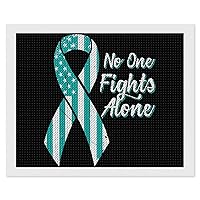Cervical Cancer Awareness Flag Printed 5D DIY Diamond Art Painting Kits Drawing Pictures Set Full Drill Wall Arts Canvas Picture Decor (Without Frame)