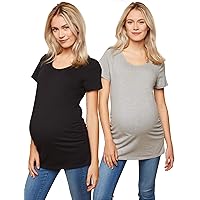 Maternity Soft and Stretchy Short Sleeve Tee Shirt Pregnancy Top - 1, 2 & 3 Pack