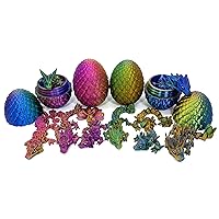 Mini Baby Dragon and Dragon Egg, 3D Printed Articulated Baby Crystal, Rose, Orchid, Easter, Gemstone Dragon,Fidget Toy for Autism ADHD MBD002 (Red Green Blue, Mini Baby Clover Dragon)