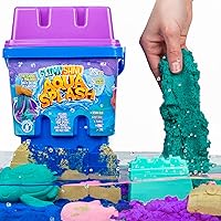 Sand Aqua Splash Castle Playset, 2.5 lbs. Sensory Water Play Sand & 5 Bright Slimysand Colors, Stretchable & Moldable Play Sand Reusable Bucket, 214034