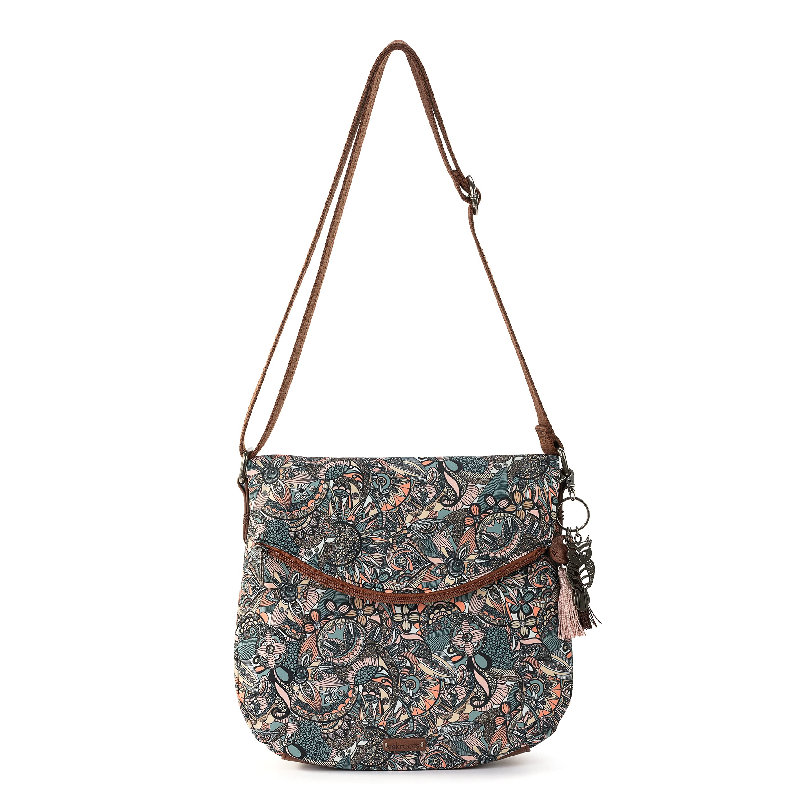 Sakroots Foldover Crossbody Bag in Eco-Twill with Adjustable Strap, Sienna Spirit Desert