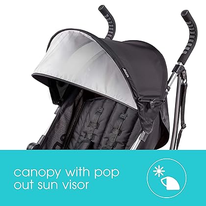 Summer Infant 3Dlite Convenience Stroller, Black – Lightweight, with Aluminum Frame, Large Seat Area, Mesh Siding, 4 Position Recline, Extra Large Storage Basket – for Travel