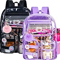 Clear Backpack, Heavy Duty Transparent Bookbag for Girls Women, Cute School See Through Backpacks for Teens Elementary