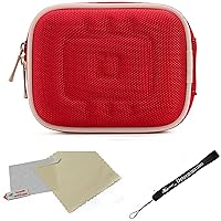 Red Nylon Durable Slim Cover Cube Carrying Case with Mesh Pocket for Samsung DualView Point and Shoot Digital Camera