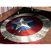 Captain America Rugs, Boy Room Rugs, Trendy Rug, Modern Rugs, Floor Rug, Non Slip Rug, Non-Slip Carpet Rugs, Gift for Him Rugs, Circle Rug, 5.9'x9.2' - 180x280 cm